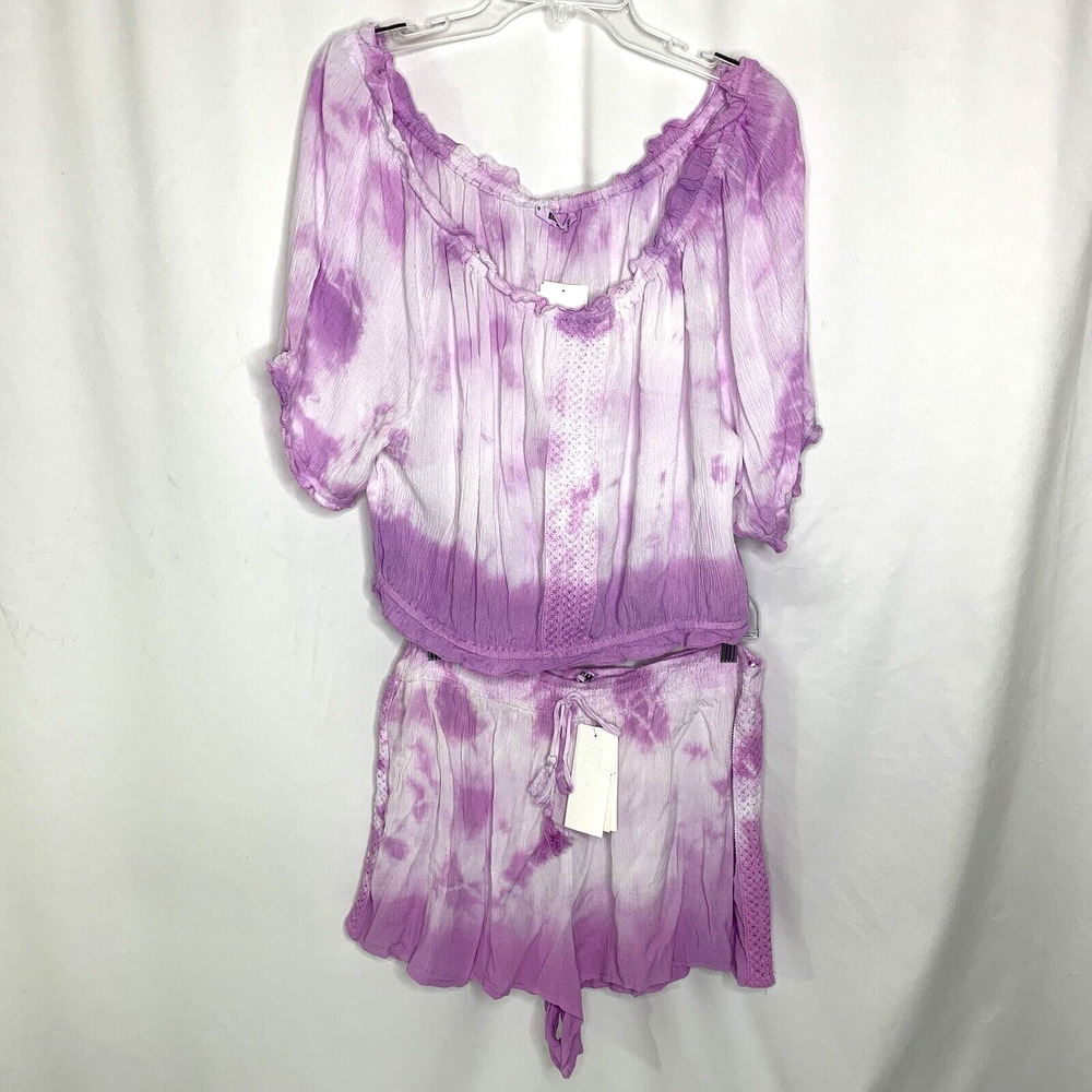 Relaxx Womens Pajama Shorts Set Size 3XL Purple Tie Dye Shorts And Top Cheeky